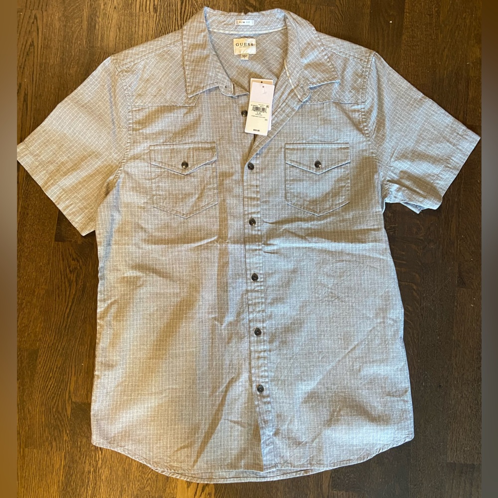 Guess 100% cotton button down tee